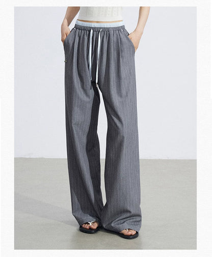 Contrast Stripe Tailored Wide-Leg Trousers