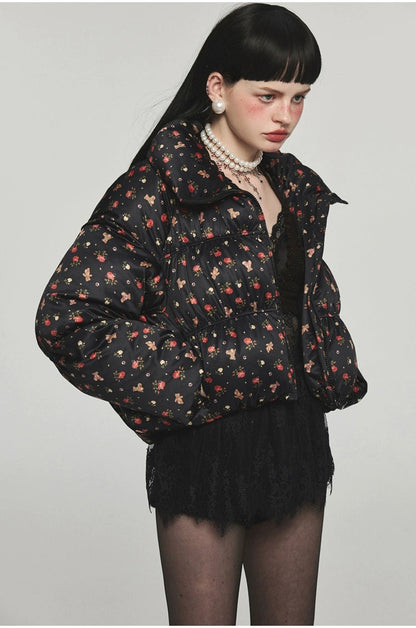 Floral 90% Duck Down Puffer Coat - CHINASQUAD