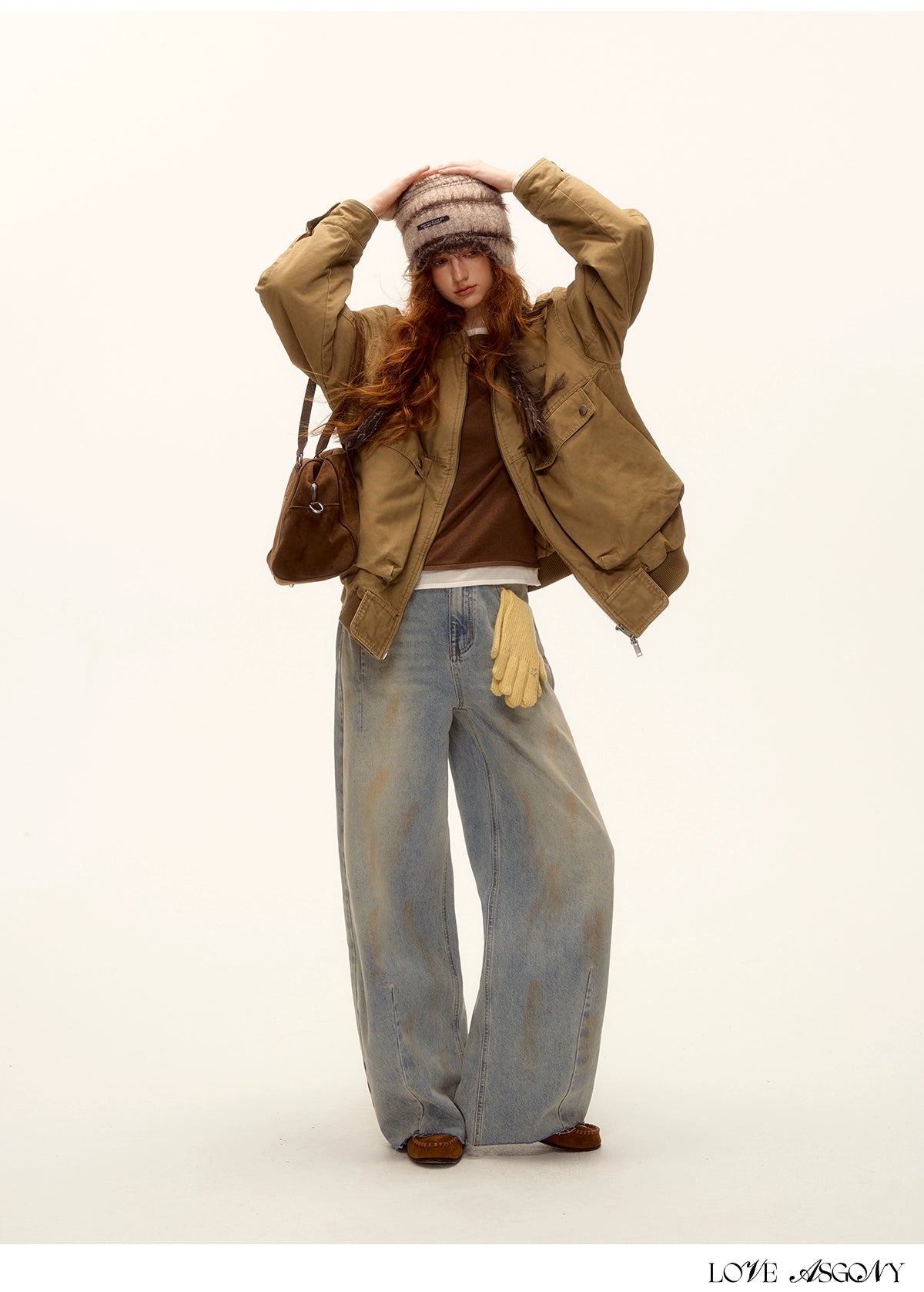 Vintage Washed Distressed Wide-Leg Denim Pants