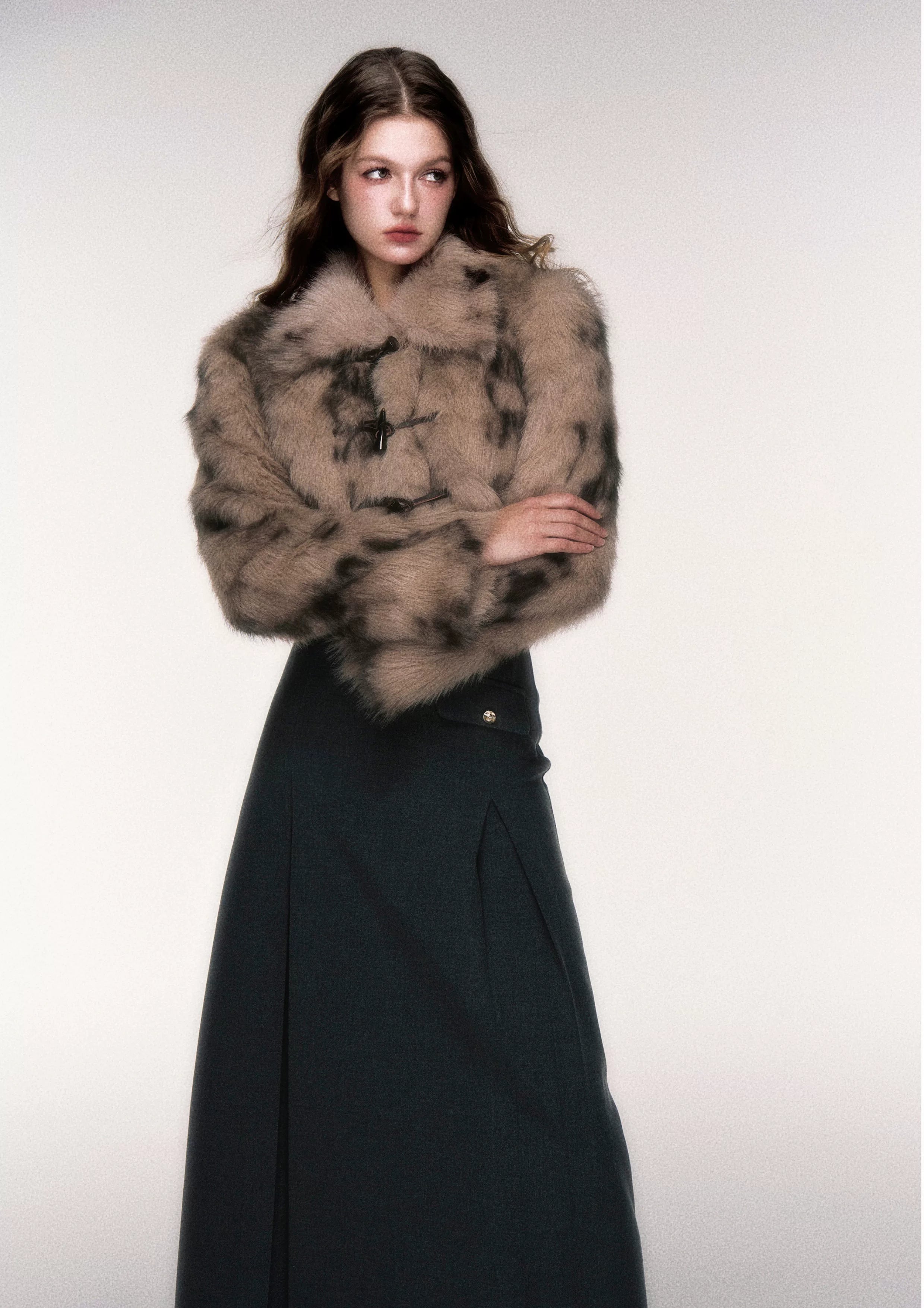 Sweet-Cool Leopard Faux Fur Cropped Jacket