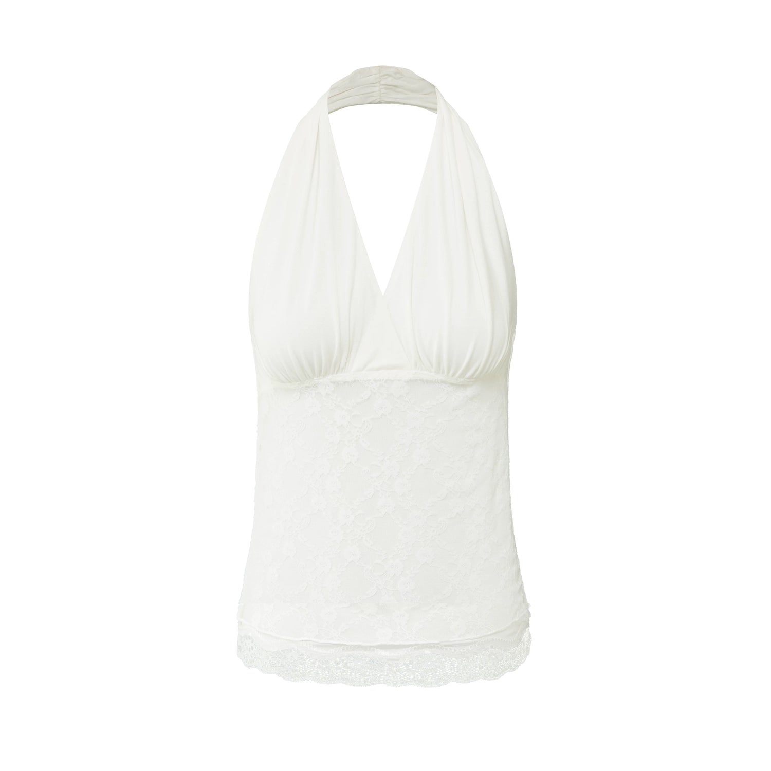 Lyocell Lace Panel Halter Top