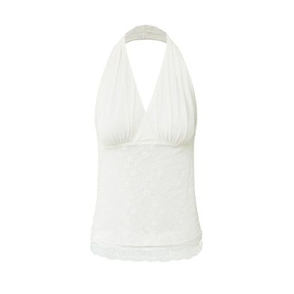 Lyocell Lace Panel Halter Top