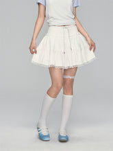 High-waisted Drawstring Lace-spliced Tiered Skirt - CHINASQUAD