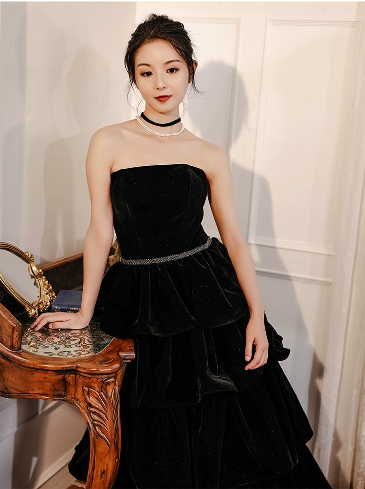 Ebony Zisel Tiered Velvet Couture Gown