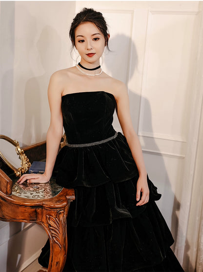 Ebony Zisel Tiered Velvet Couture Gown