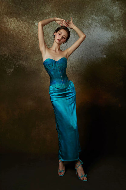 French Costume-Inspired Corset &amp; Satin Mermaid Skirt Set