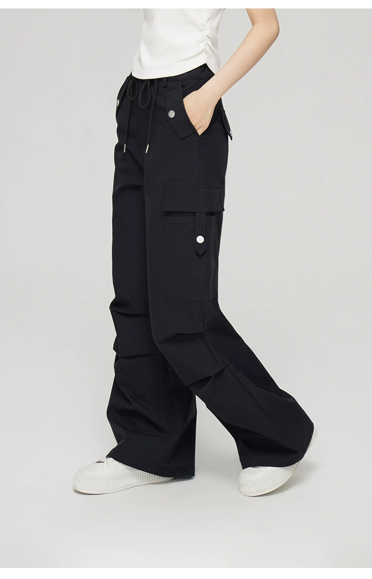 Black &amp; Khaki Cargo Wide-Leg Pants - CHINASQUAD