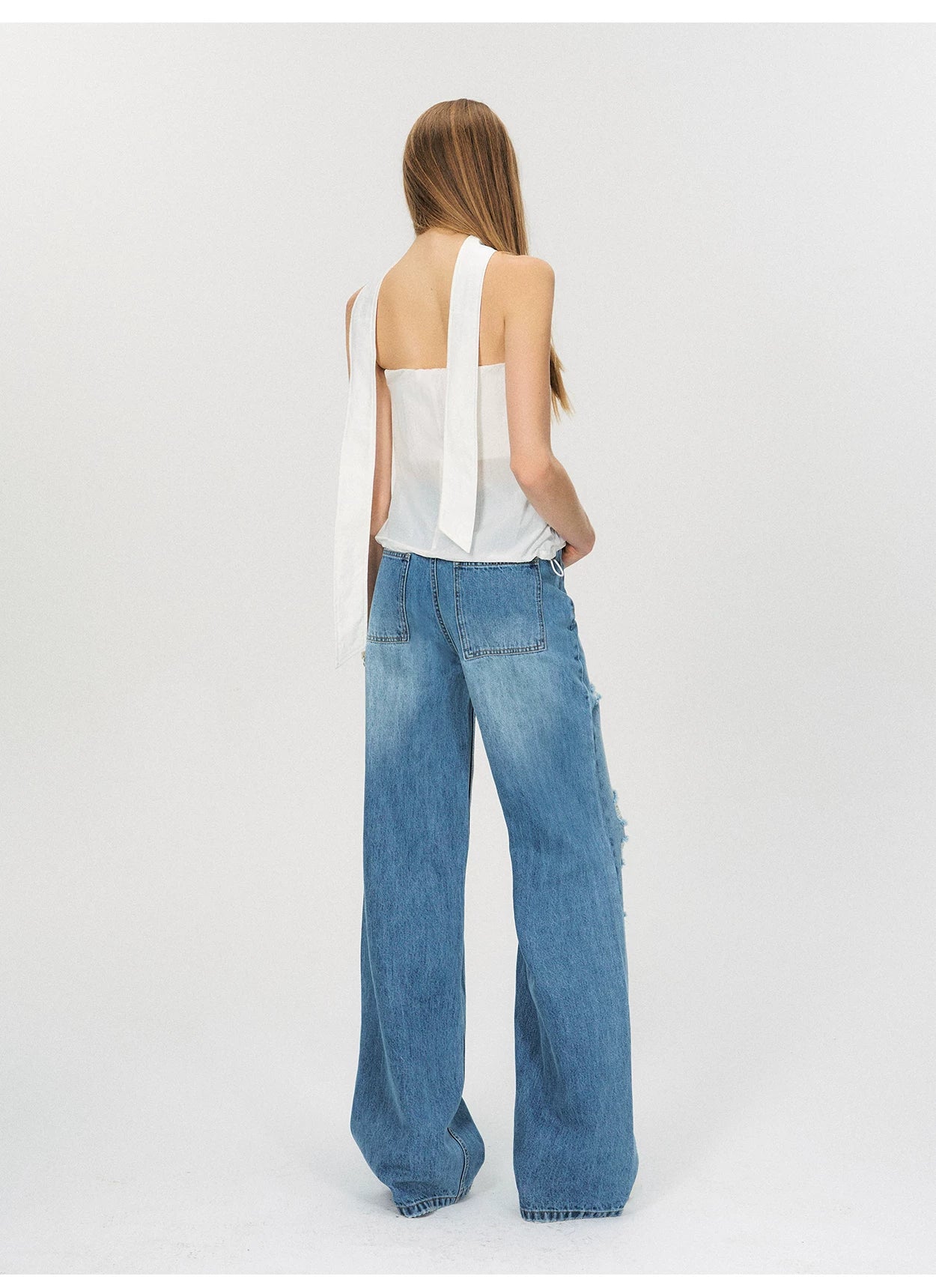 Sheer Utility-Inspired Strapless Peplum Top