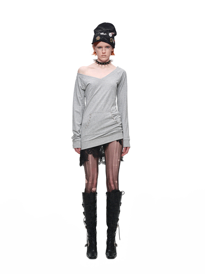 Studded Fitted Sweatshirt Dress
