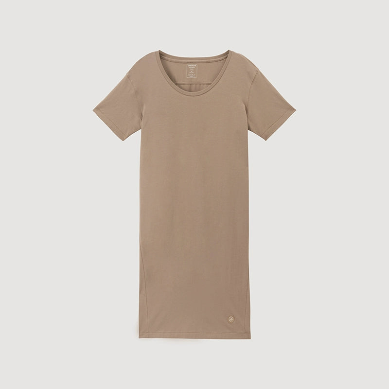 Plain-colored Cotton Round-neck Loose Sleepdress