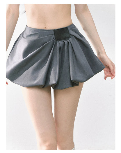 American-Style High-Waist Bubble Mini Skirt