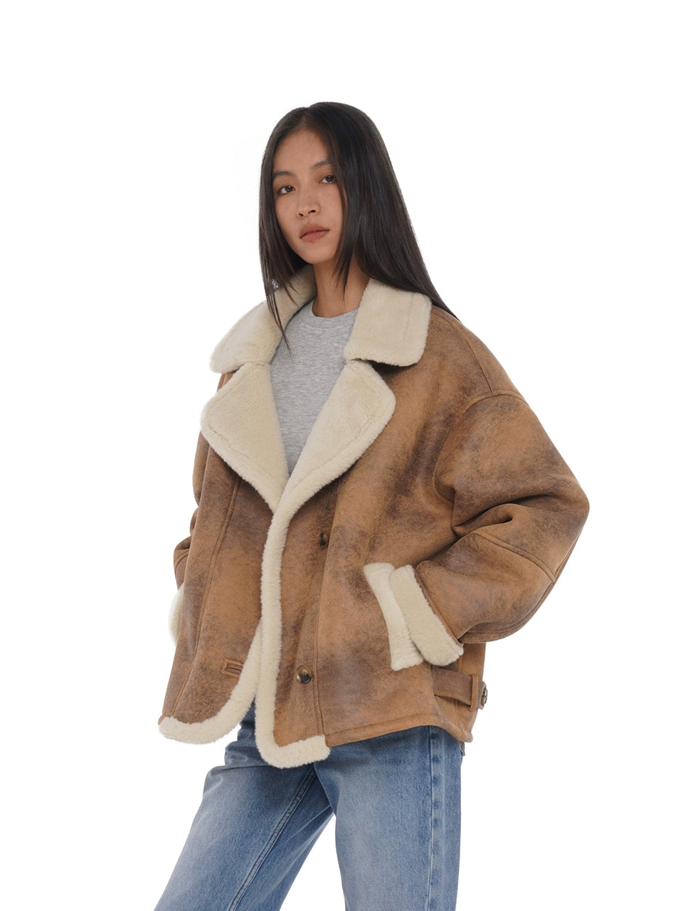 Shearling Oversized Collar Jacket