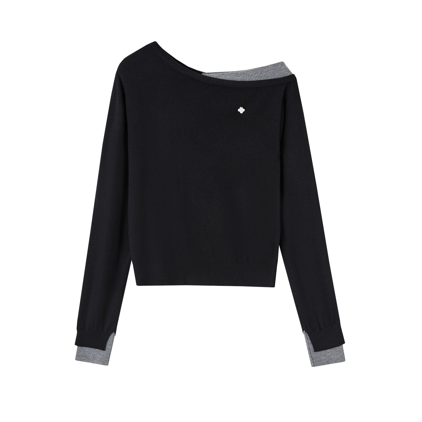 Contrast Asymmetric Layered-Look Sweater
