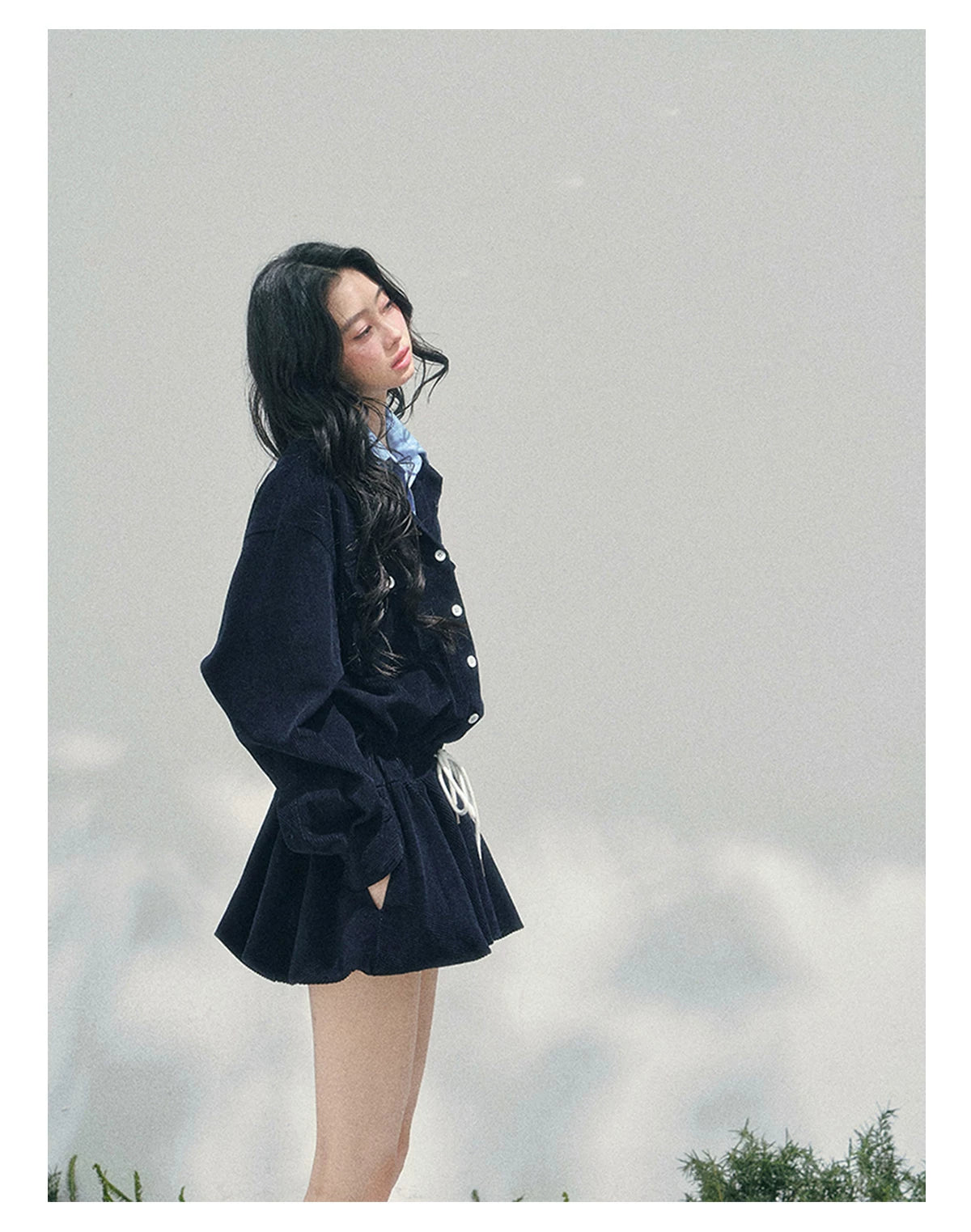 Corduroy Academy Faux Two-Piece Dress