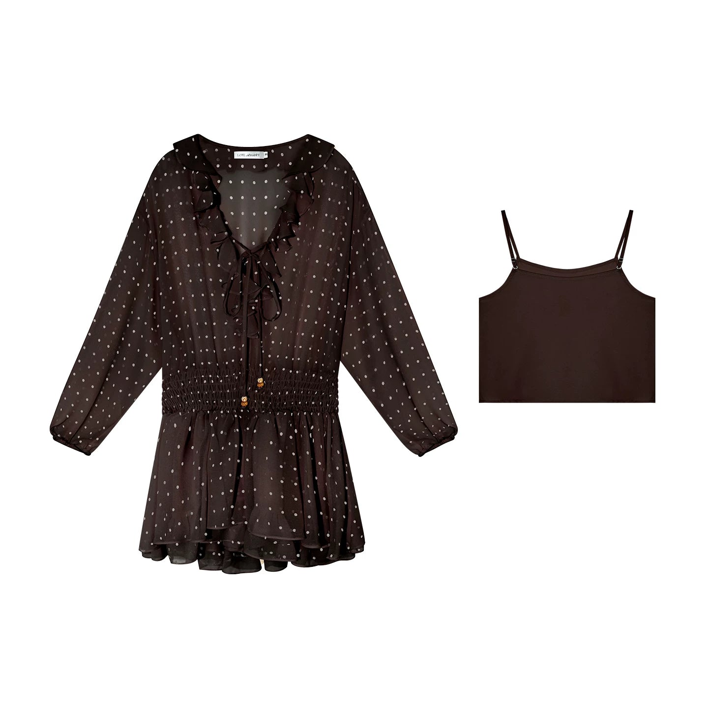 Beaded Ruffle-Trim Chiffon Mini Dress