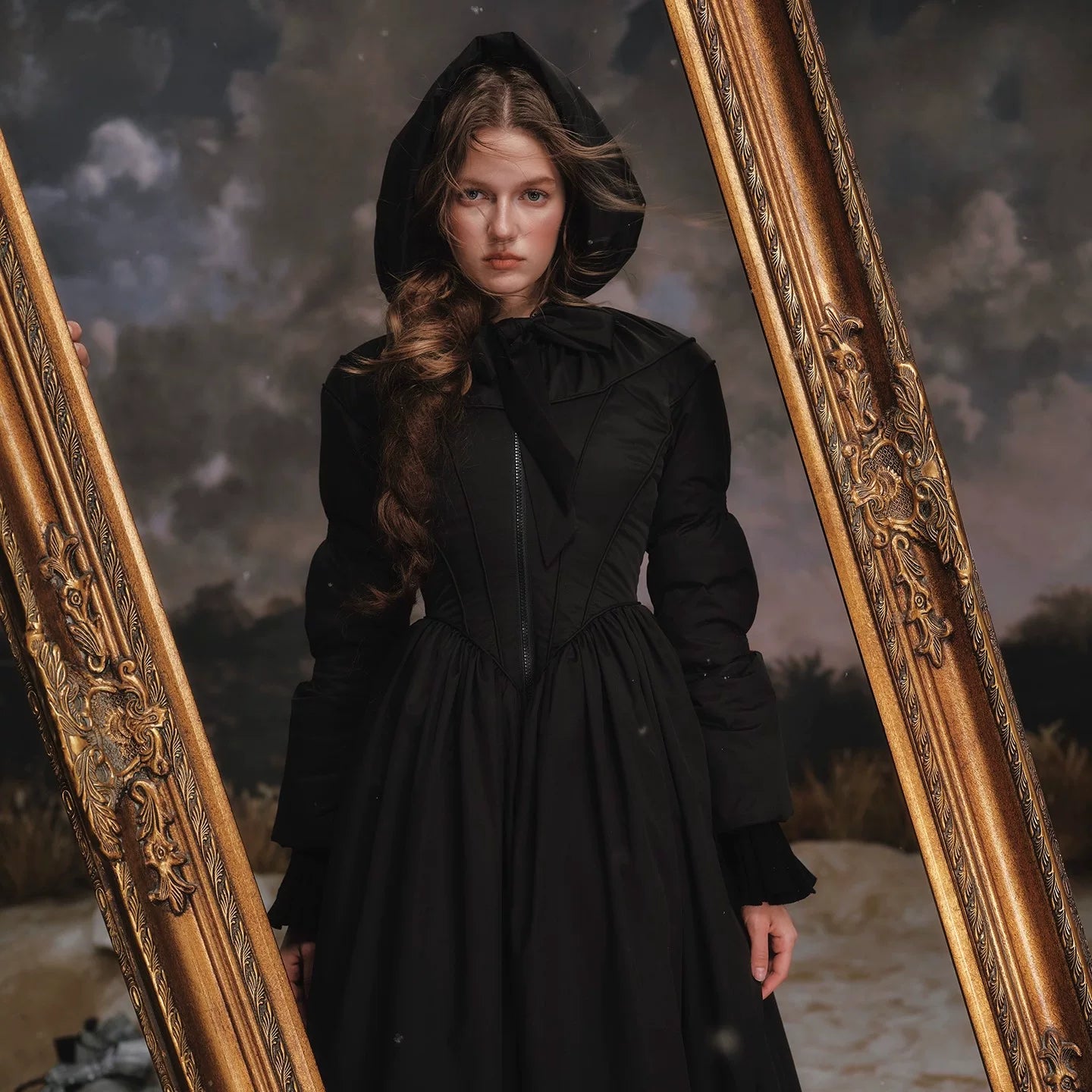 French Tailored Long Black Down Coat