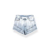 Gradient Floral Elastic Skinny Denim Shorts - CHINASQUAD