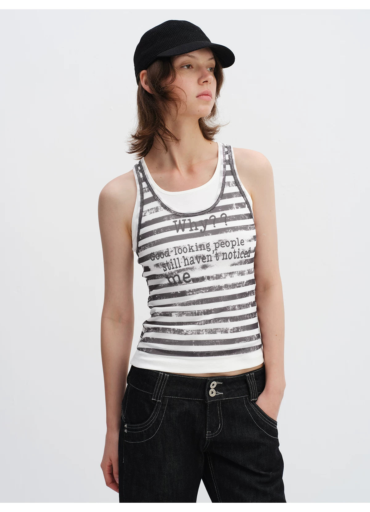 Layered Stripe Logo Tank Top