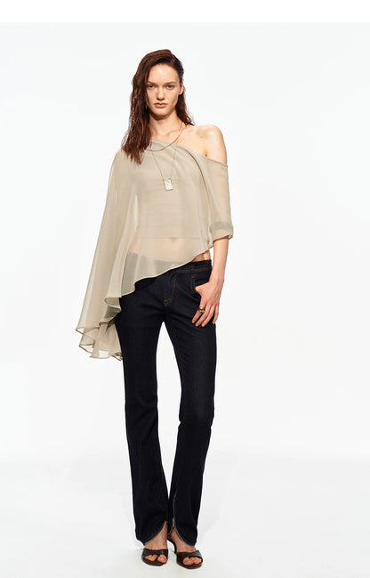 Matte Chiffon Cape Top