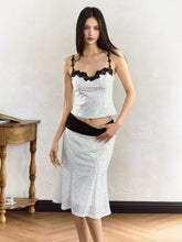 White Polka Dot Camisole & Fishtail Skirt Set - CHINASQUAD