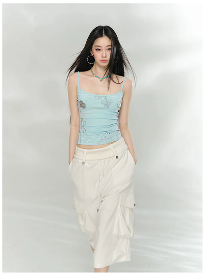 Crystal-Embellished Printed Slim-Fit Camisole
