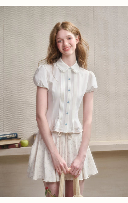 Embroidered Peter Pan Collar Blouse