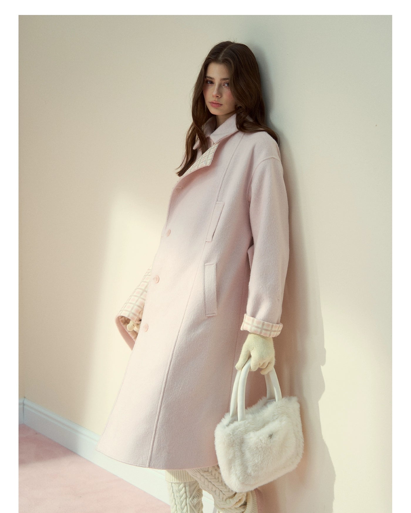 Berlin Avenue Wool Check Scarf Coat