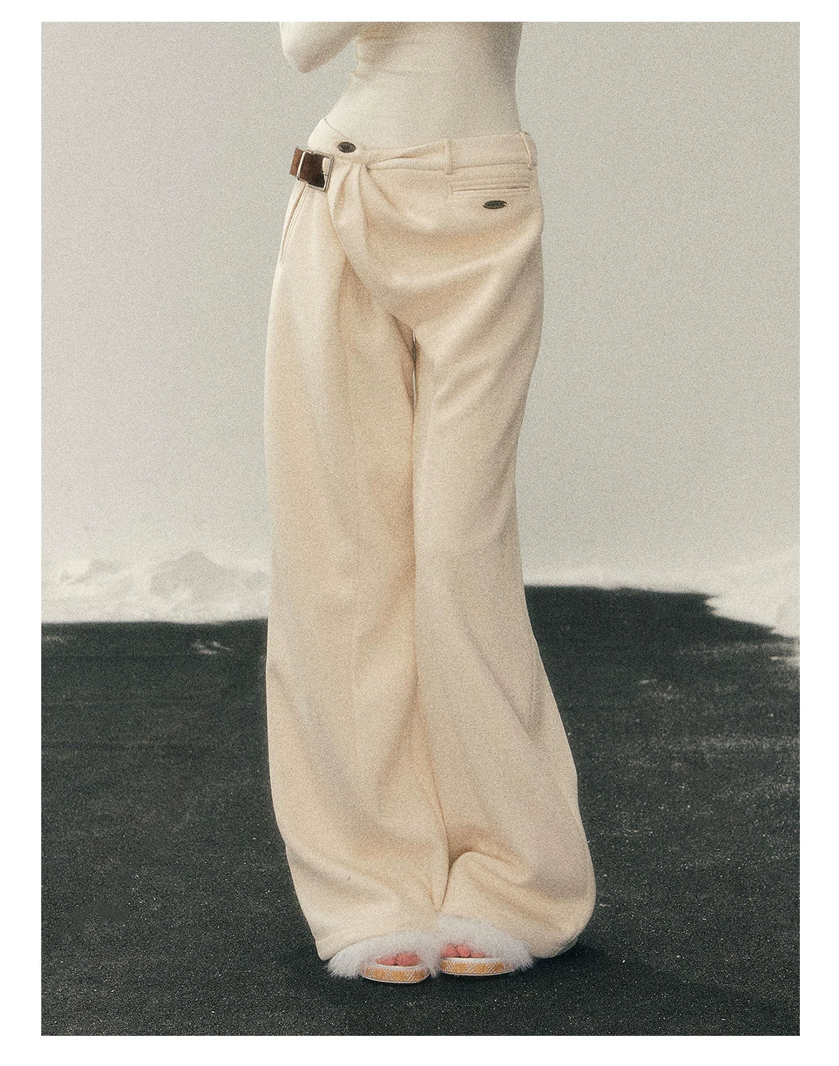 Korean Fleece-Lined Wide-Leg Pants