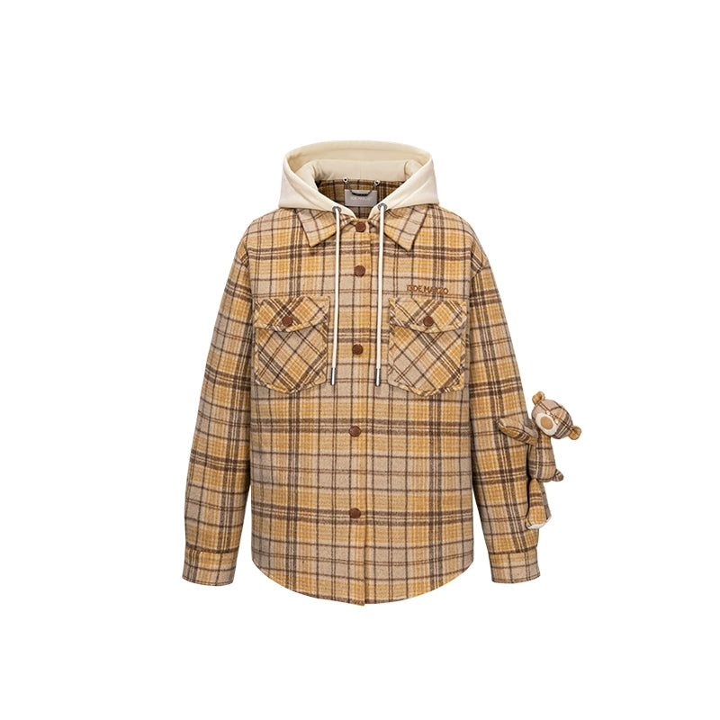 Plaid Hooded Retro Overshirt Jacket