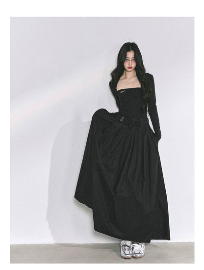 French Relaxed Long Sleeve Maxi Dress