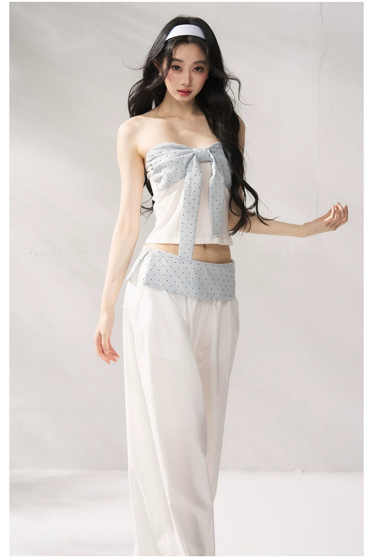 Strapless Top &amp; Relaxed Wide-Leg Pants Set