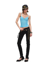 Vintage Washed Zip-Detail Skinny Jeans 1Jinn Studio
