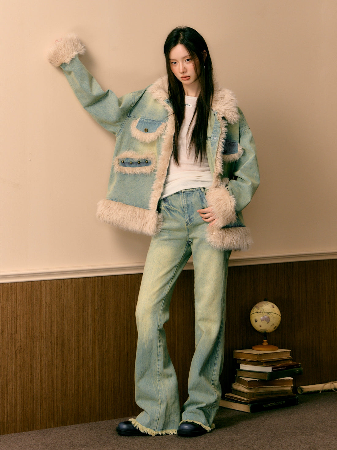 Fleece Patchwork Denim Jacket - CHINASQUAD