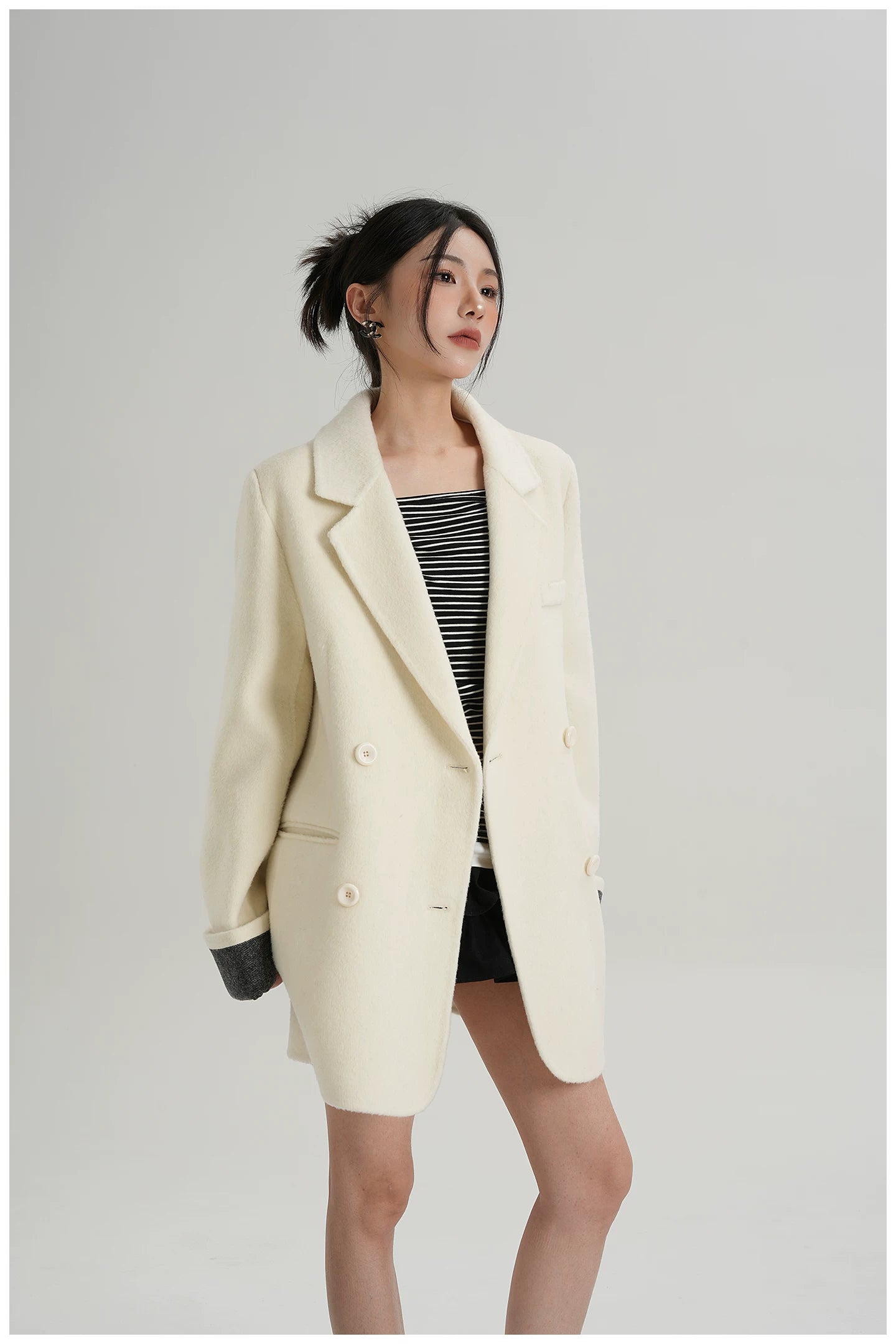 Mid-Length Double-Faced Wool Blazer