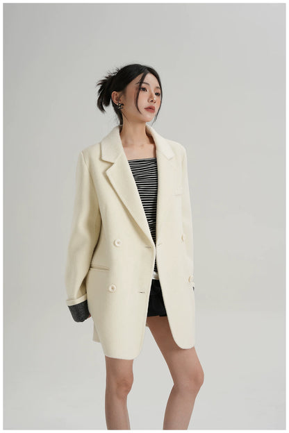 Mid-Length Double-Faced Wool Blazer