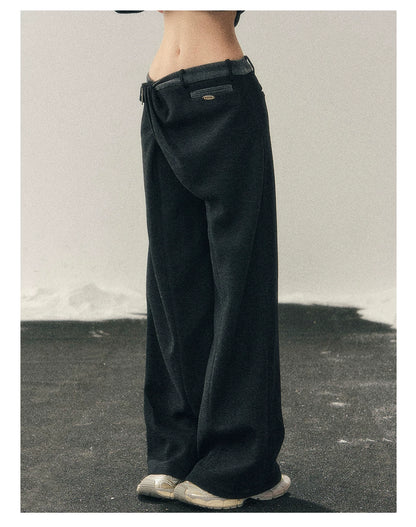 Korean Fleece-Lined Wide-Leg Pants