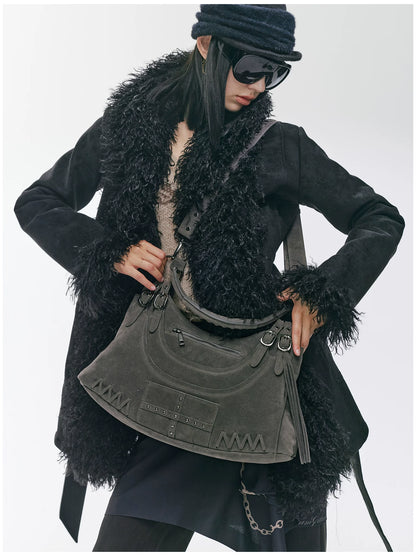 Vintage Studded Fringe Punk Shoulder Bag