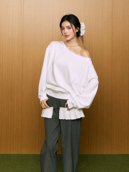 Off-Shoulder Two-Way Wear Loose Sweatshirt