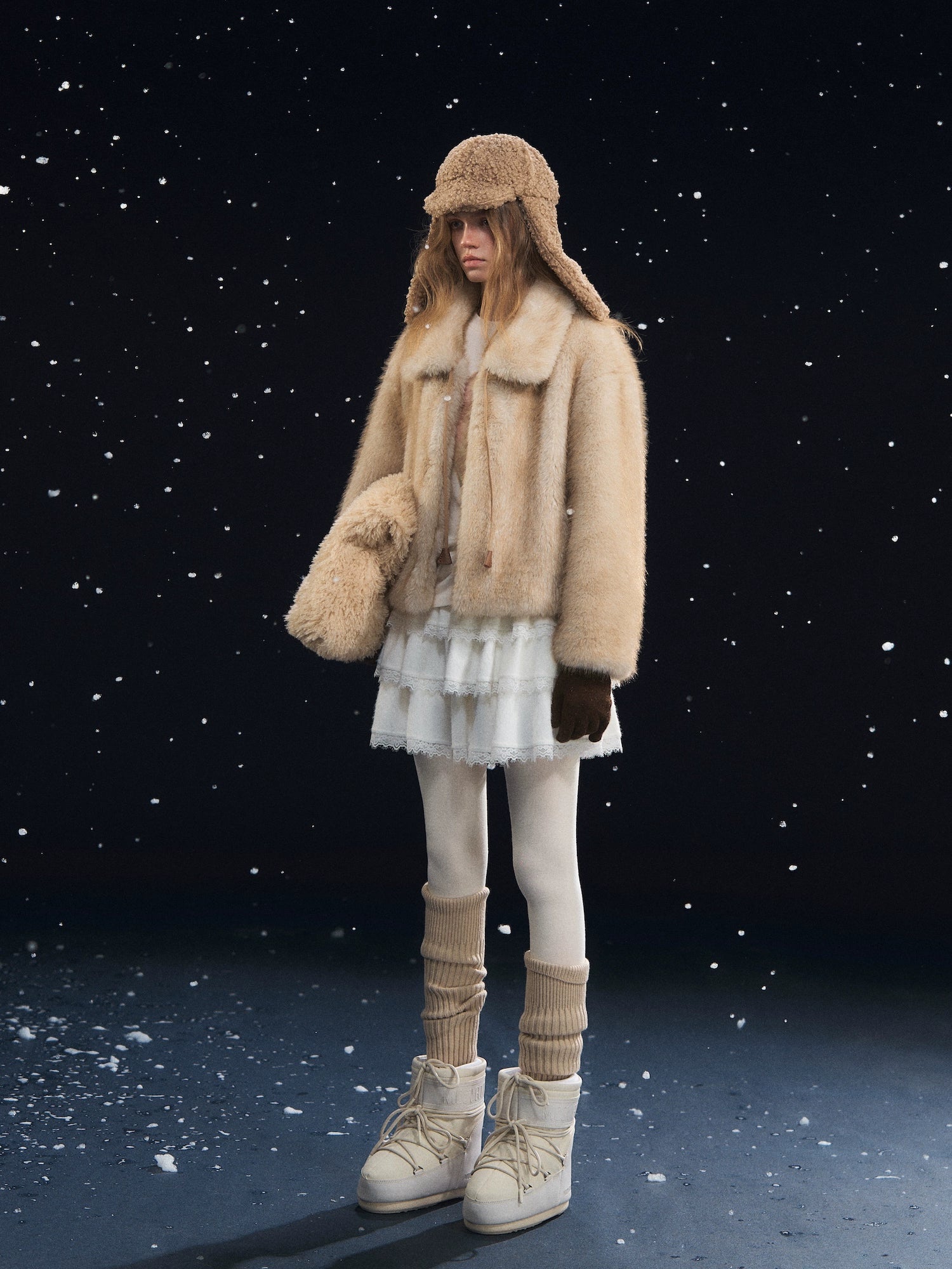 Tie-Waist Fuzzy Lapel Jacket