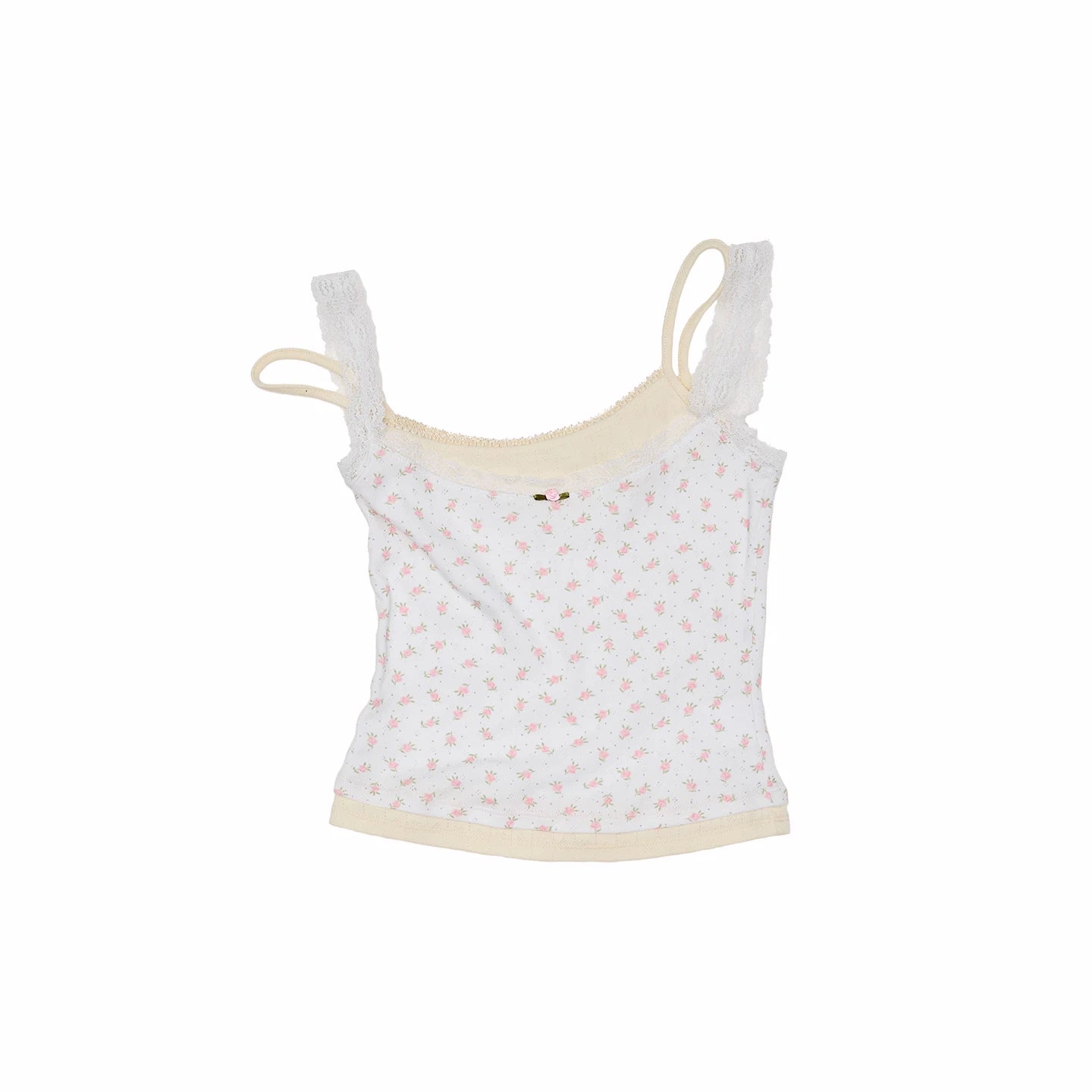 Asymmetrical Lace Trim Layered Knit Camisole 1Jinn Studio