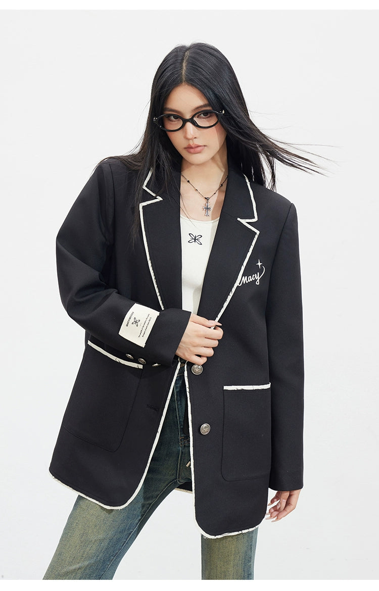 Contrast Fringe Blazer