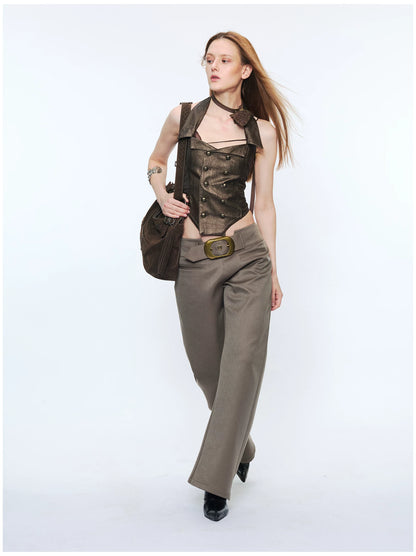 Metal-Waist Punk Tailored Trousers
