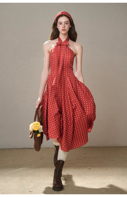 Berry Bordeaux Red Halter Dress