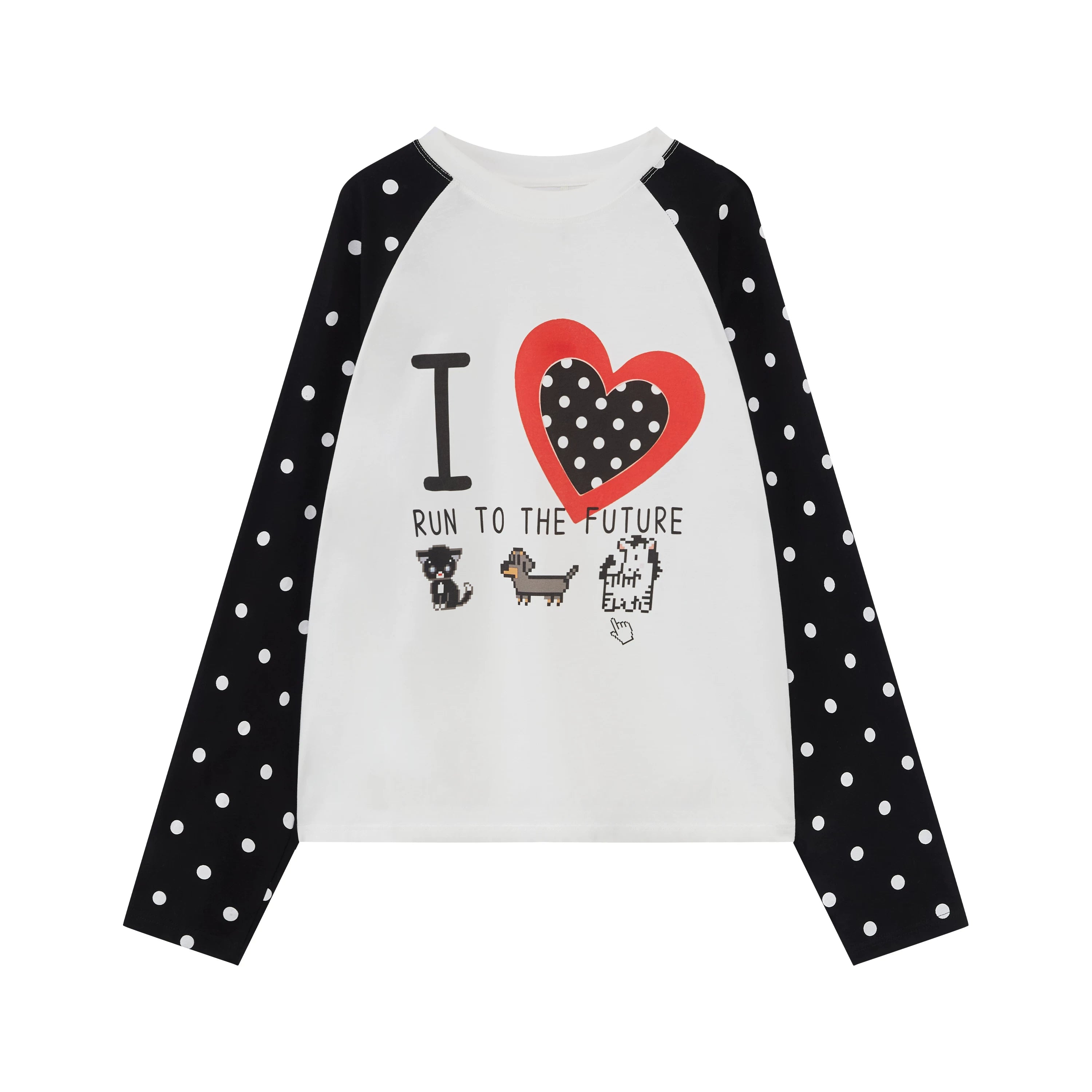Vintage Heart Contrast Long-Sleeve T-Shirt