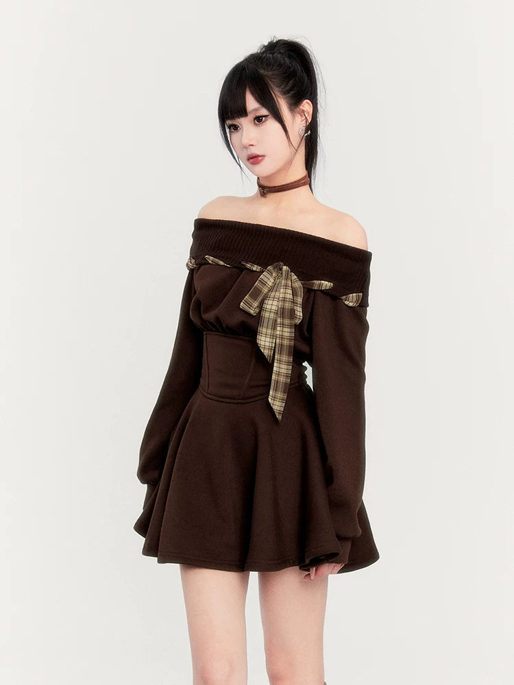 Fleece Waist-Cinching Sweatshirt Dress