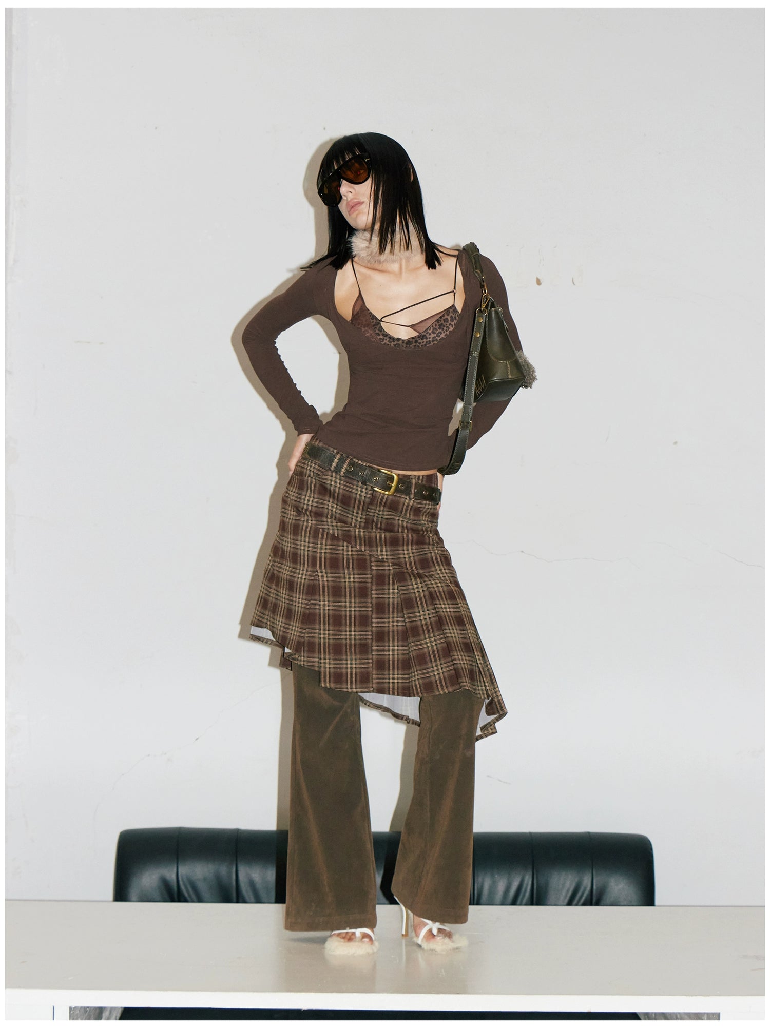 Scoop Neck Layered T-Shirt With Mesh Bra