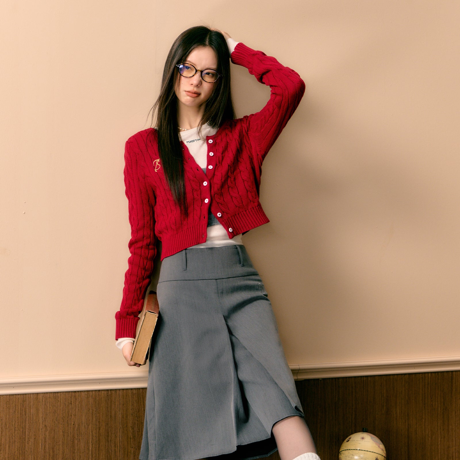 Red Knitted Short Cardigan - CHINASQUAD