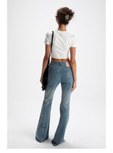 Blue Denim Slim Flared Pants - CHINASQUAD