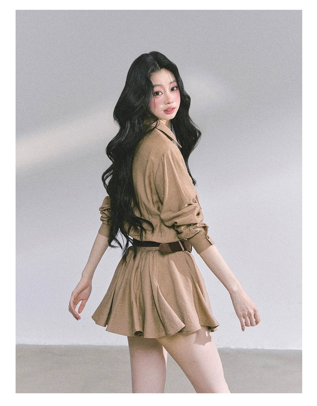 Elevated Hepburn-Style Utility Mini Dress
