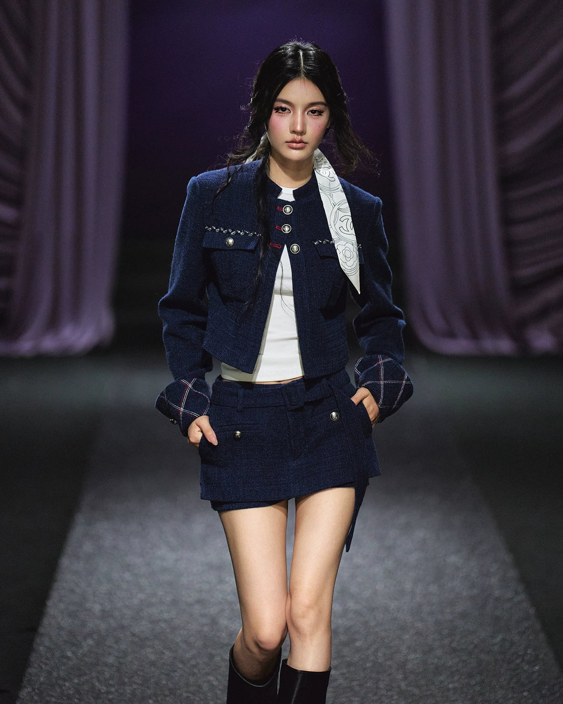 AGAM STUDIO Quilted Stitch Jacket &amp; A-Line Skirt Set – view 3